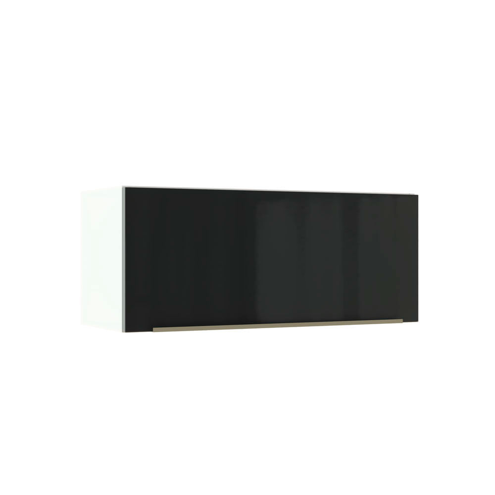 Image of Armário Aéreo Madesa Lux 80 cm 1 Porta Basculante Branco/Preto